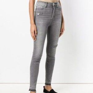 Current/Elliott ~Women’s Ultra High Waist Skinny Jeans Gray Fade Out Destroy 27